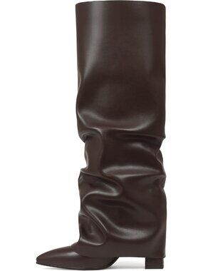 Women's Chocolate Comfortable Pointed Toe Chunky Slouchy Fashion Knee High Boots